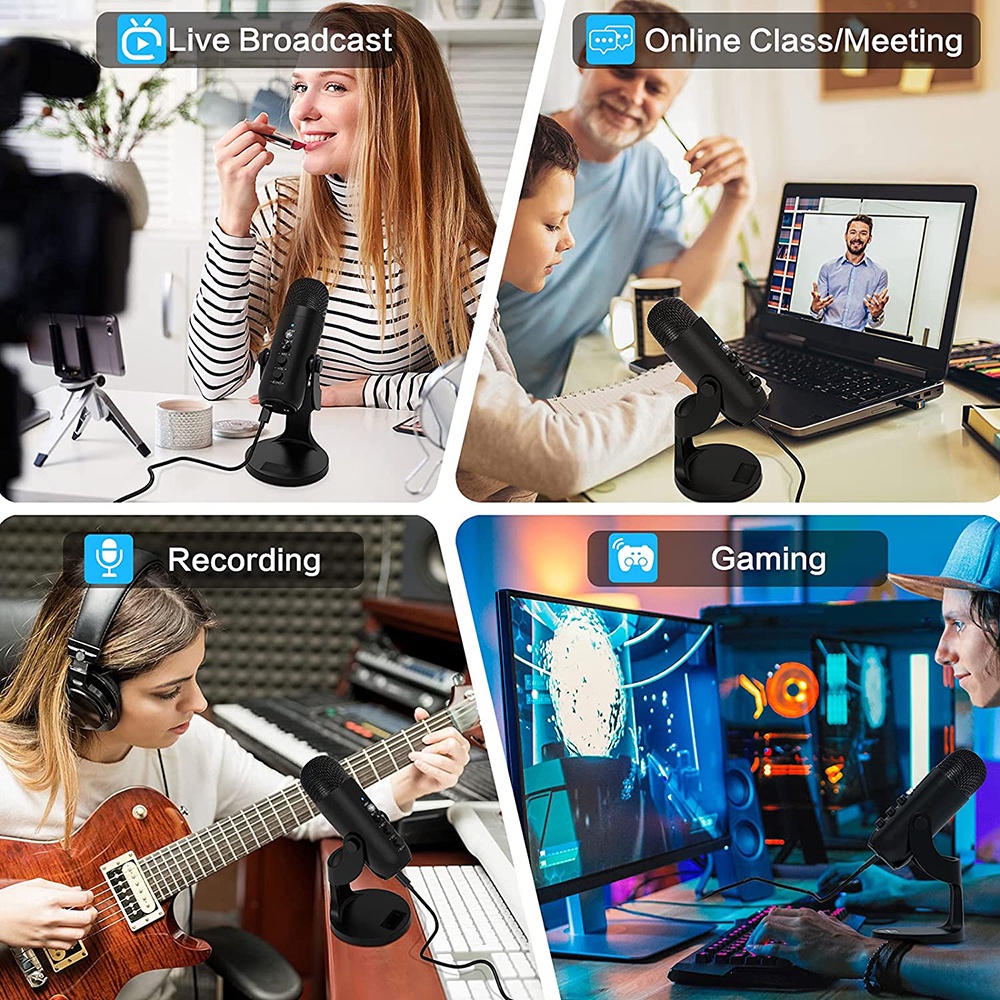 BCondenser Microphone USB Desktop Mic For Computer ASMR Live Dubbing ...