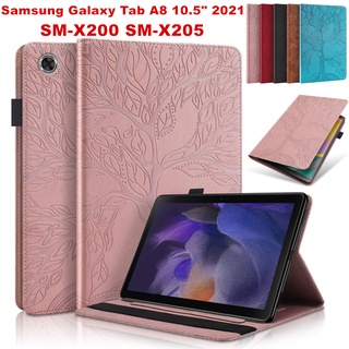 เคสแท็บเล็ต ลายนูน รูปต้นไม้ 3D พร้อมช่องใส่บัตร สําหรับ Samsung Galaxy Tab A8 10.5 นิ้ว SM-X200 X205 2021