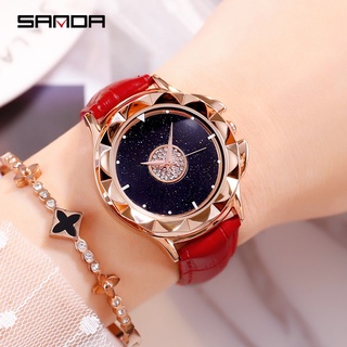 SANDA Rotating Watch Women Rhinestone Ladies Dress Women Watches Diamond Luxury Brand Wristwatch Ladies Crystal Quartz C