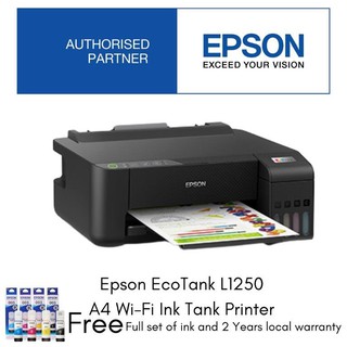 Epson L1250 A4 Wi-Fi Ink Tank Printer เครื่องพิมพ์แท้ง ยี่ห้อ EPSON รุ่น L1250 พิมพ์อย่างเดียวไวไฟ พร้อมหมึกแท้