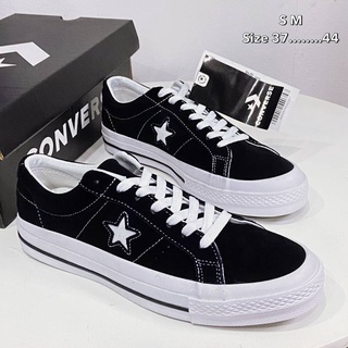 Converse⭐รุ่น One Star Black สีดำ รองเท้าลำลอง รองเท้าผ้าใบคอนเวิร์ส แบบหนังกลับ ✅พร้อมกล่อง+แถมอุปกรณ์ครบ