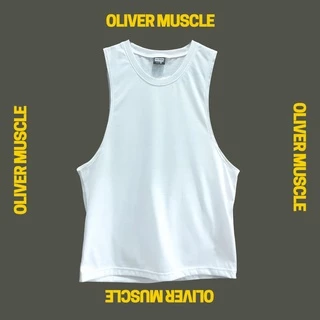 OLIVER MUSCLE เสื้อกล้ามแขนเว้า สีขาว ใส่ออกกำลังกาย ผ้านุ่มระบายอากาศดี
