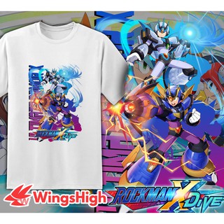 เสื้อเด็กหญิง - RockmanXDive/Megamanพิมพ์เสื้อยืดสีขาวคอกลมแขนสั้นมาเลเซียพร้อมสต็อก2021ZeroZx