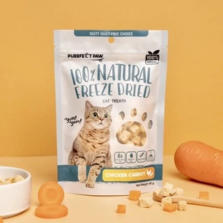 🐾 ขนมแมว อกไก่ผสมแครอทฟรีซดราย 100%(Purrfect Paw) ดีต่อสุขภาพ ขนมแมวไม่เค็ม ขนมแมวฟรีซดราย Freeze dried แมว