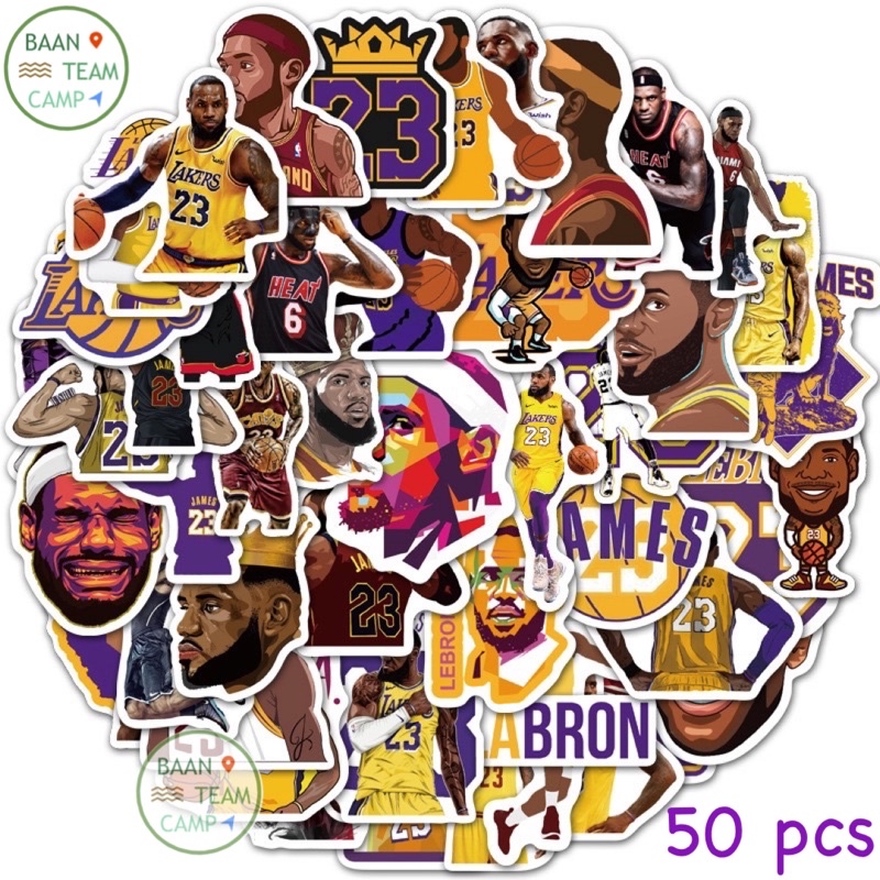 สติ๊กเกอร์ LeBron James 179 เลอบรอน เจมส์ 50ชิ้น NBA La Lakers บาสเกตบอล ลูก บาส เลเกอร์ เอ็นบีเอ บา