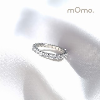 [มาใหม่] R103 Shine Bright Like a Diamond - แหวนเงินชุบทองคำขาวเพชรแท้ cz เพช เพชรล้อม 1แถว วิ้งค์สวยมาก หรูหรา มีคลาส