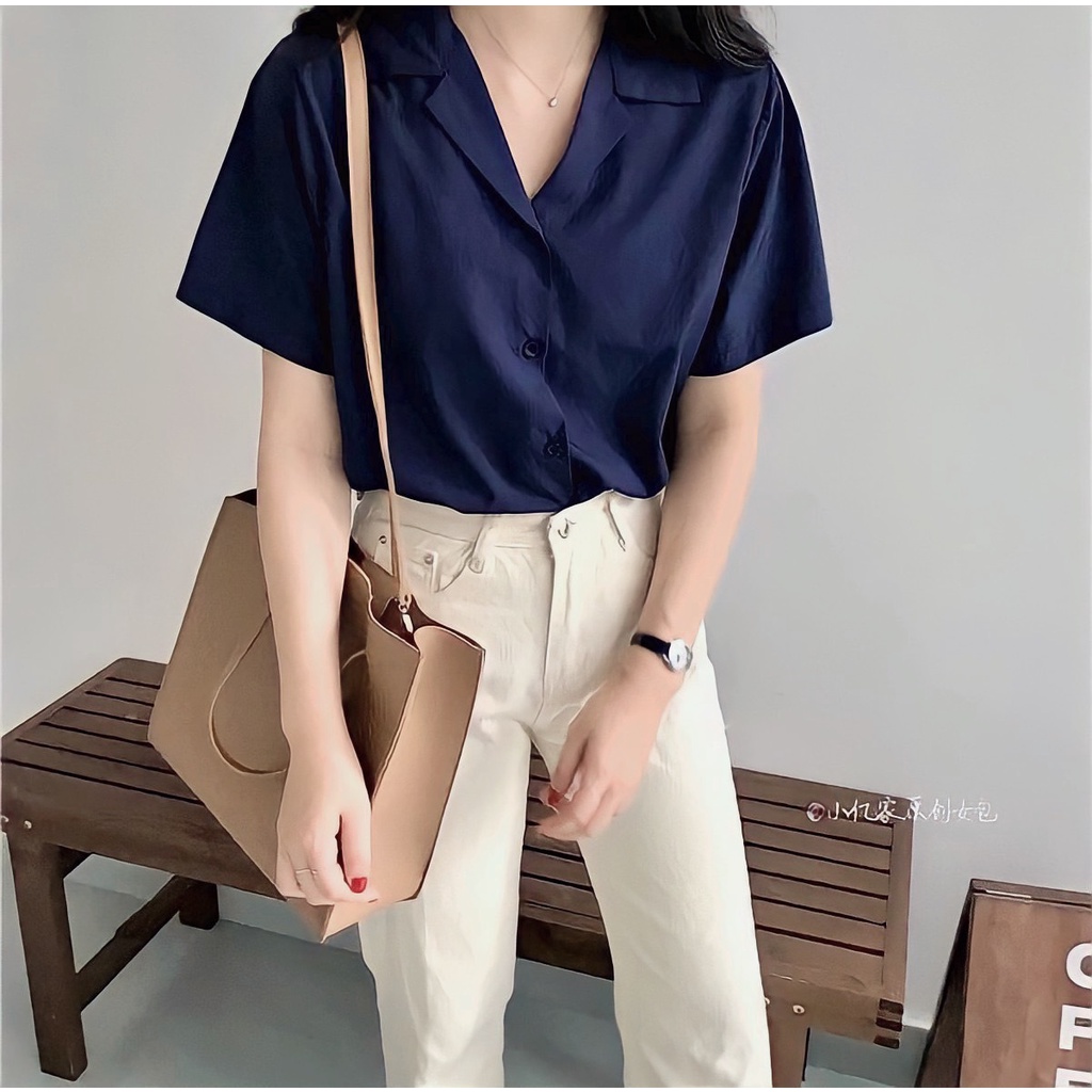 เสื้อเชิ้ตแขนสั้นสีกรม มีไซส์ M -6XL ชาย-หญิงใส่ได้ คุณภาพดี ใส่สบายไม่ร้อนสีตรงปก