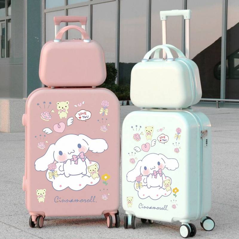 กระเป๋าเดินทางล้อลาก เฟรมซิปลายการ์ตูนเซ็ตแม่ลูก วัสดุabs+pc(สีพาสเทล)