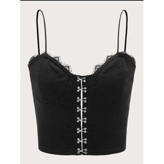 เสื้อครอปรุ่นใหม่ (สายฟิค) CELBY cami top on black