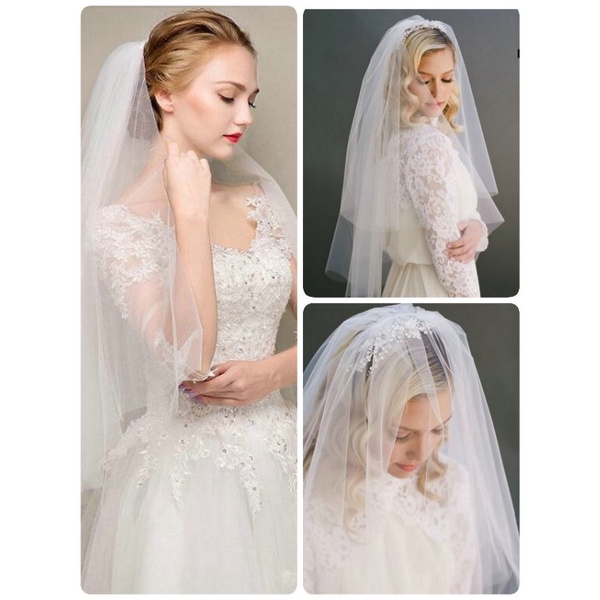 👰พร้อมส่ง​👰N034ผ้าคลุมผมเจ้าสาวVeil เวล,ผ้าคลุมผมเจ้าสาว​ หสีสับ​ สําหรับเจ้าสาวงานแต่งงานเจ้าสาว​