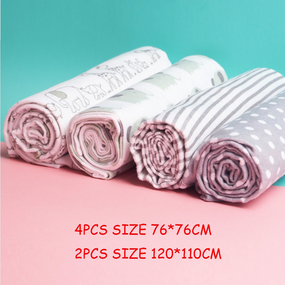 4Pcs/Lot Muslin 100 Cotton Flannel Baby Swaddles Soft Newborns