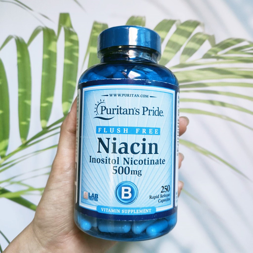 ไนอะซิน วิตามินบี 3 Flush Free Niacin+ Inositol Nicotinate 500 mg 250 Rapid Release Capsules (Puritan's Pride®) B-3