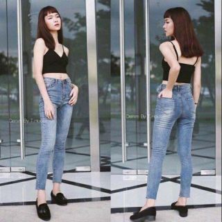 G.D.Jeans รุ่น 8222-1 #กางเกงยีนส์ผ้ายืดทรงเดฟสีฟอก