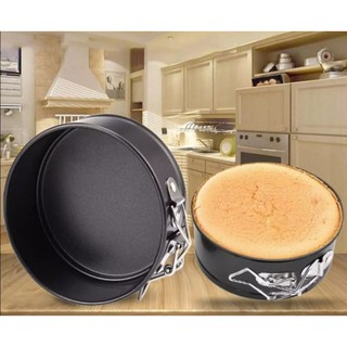 พิมพ์​อบเค้กกลมnon stick teflon มีเข็มขัดรัดสปริงค์​ถอดก้นได้  ขนาด14cm(5.5") 18cm(7")20cm(8")22cm(8.5")  สูง 6.5ซม