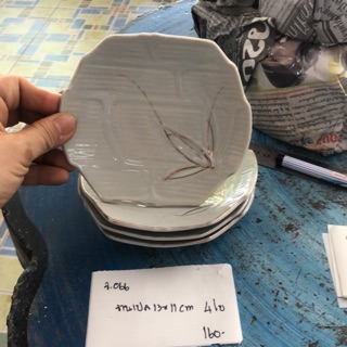 จานเปลลาย13x11cm 4ใบ (จ066)