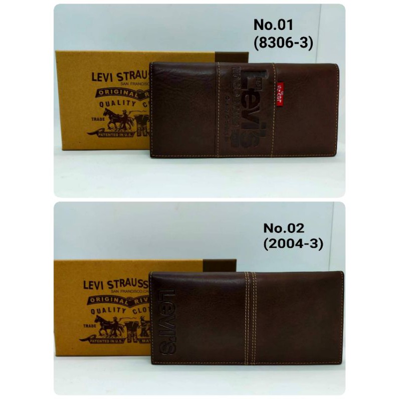 Levi’sกระเป๋าสตางค์ใบยาว Long หนังแท้100%กระเป๋าตังค์ผู้ชาย (หนังไม่แท้ยินดีคือเงิน)กระเป๋าตังค์