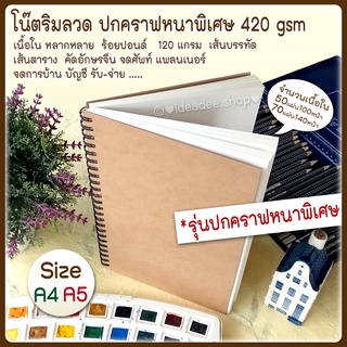 ราคา📒⭕A5 & A4 สมุด บันทึก วาด ระบายสี สเก็ตซ์ คัดอักษร บัญชี แพลนวัน จดศัพท์ การบ้าน ฯปกคราฟพิเศษหนาๆ ถึง 420 แกรม