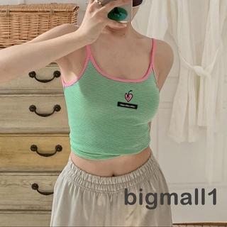 Bigmall- เสื้อกล้ามแขนกุด คอยู พิมพ์ลายผลไม้ สีตัดกัน แฟชั่นฤดูร้อน สําหรับผู้หญิง