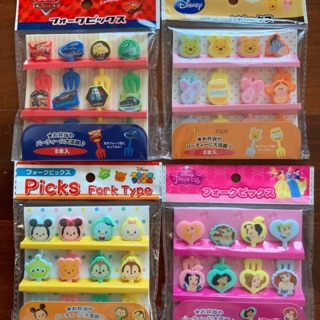 พร้อมส่ง food forks ส้อมจิ้มผลไม้,ขนม ลาย cars pooh Tsum princess ลิขสิทธิ์ Disney จาก ญี่ปุ่น ช่วยให้เด็กเจริญอาหาร