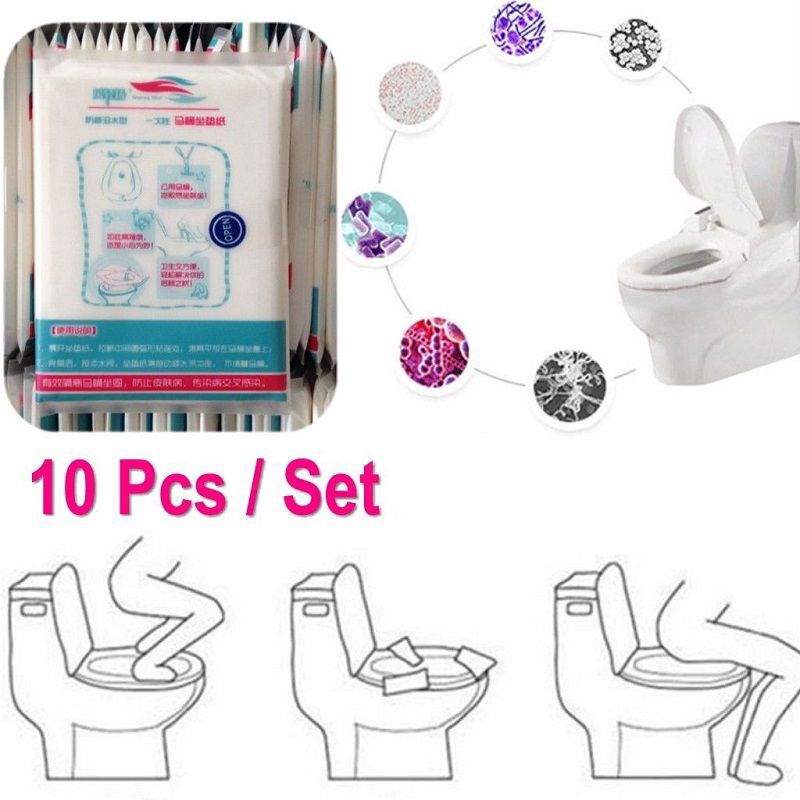 10 ชิ้น/เซ็ตกระดาษแบบใช้แล้วทิ้งที่นั่งชักโครก Leosestool ฝาครอบ Pad Travel หนา One-off เบาะรองนั่งกระดาษ