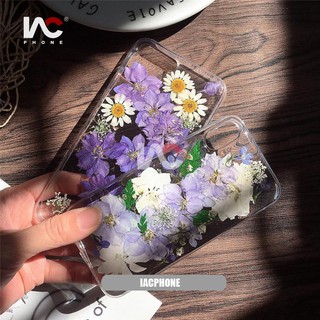 Real Flower For iPhone 14Pro Max 14Plus 13Pro Max 13 12ProMax 12 11 X Max 8P Fresh Daisy Transparent Elegant Soft Dry Real Flowers Case