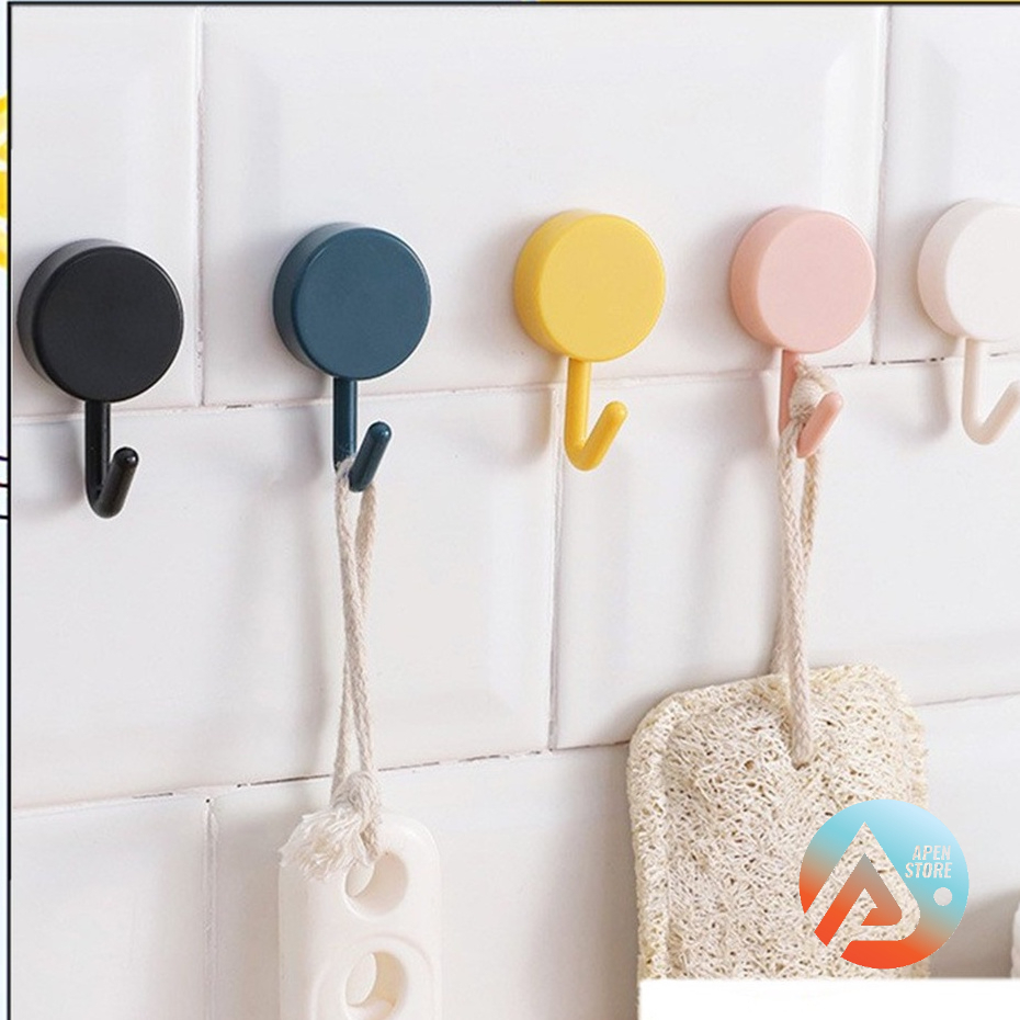 GANTUNGAN APEN Plain Round Hook Hanger Wall Mount Wall Sticker Strong Hook Unique Cute Item
