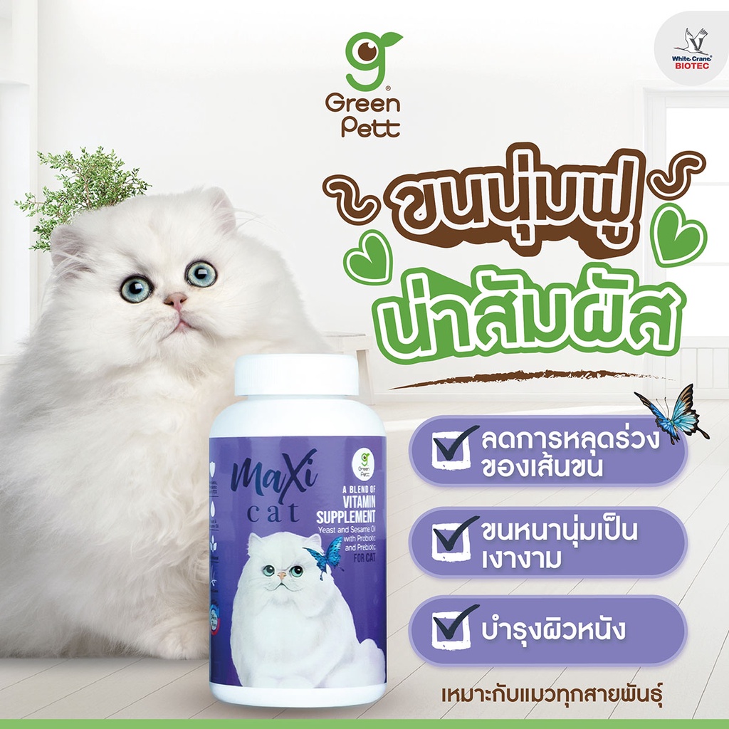 โฉมใหม่ New Packaging วิตามินแมว อาหารเสริมแมว Green Pett สูตร MaxiCat ...