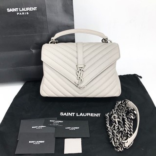 YSL College Medium (Like New! ) dc17 สีเทาอะไหล่เงิน