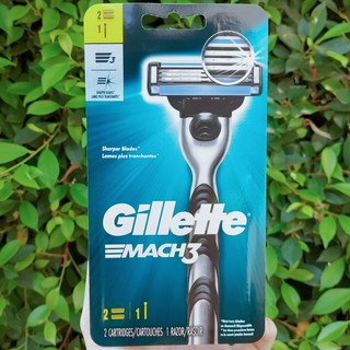 ชุดมีดโกนยิลเลตต์ มัคทรี Mach3® Razor Handle + 2 Blade Refills (Gillette®) คมยิ่งกว่า สามารถโกนหนวดได้ง่าย สะดวกยิ่งขึ้น