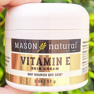 ครีมบำรุงผิวหน้า วิตามินอี สูตรเข้มข้น Vitamin E Skin Cream 57g (Mason Natural®) เหมาะกับผิวแห้งแตก ผิวขาดน้ำ