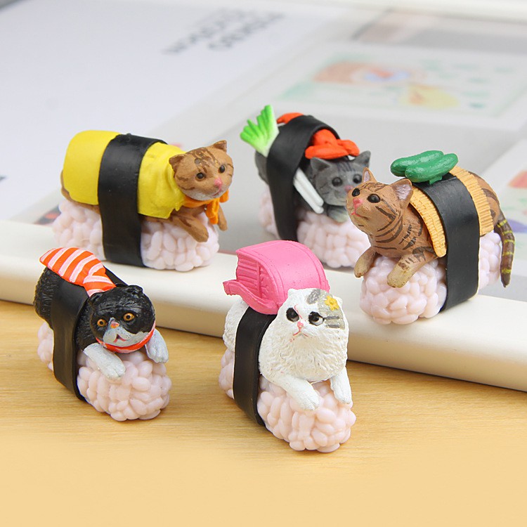 แมวซูชิ !!! แม่เหล็กรูปแมว แม่เหล็กติดตู้เย็น แม่เหล็กติดบอร์ด Japanese style สุด“คาวาอี้”