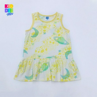 KiddeeCrew เสื้อกล้ามกระโปรงเด็กสีเหลืองลายปลา Yellow fish pattern Tunic Top  เหมาะสำหรับอายุ 1-8 ปี