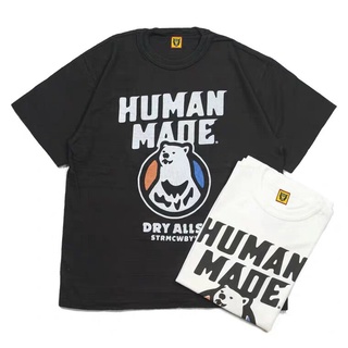 H T-shirt Human Made 19AW เสื้อยืดแขนสั้นเนื้อผ้าฝ้ายพิมพ์ลายโลโก้ตัวอักษรสไตล์เรโทรสําหรับคู่รัก