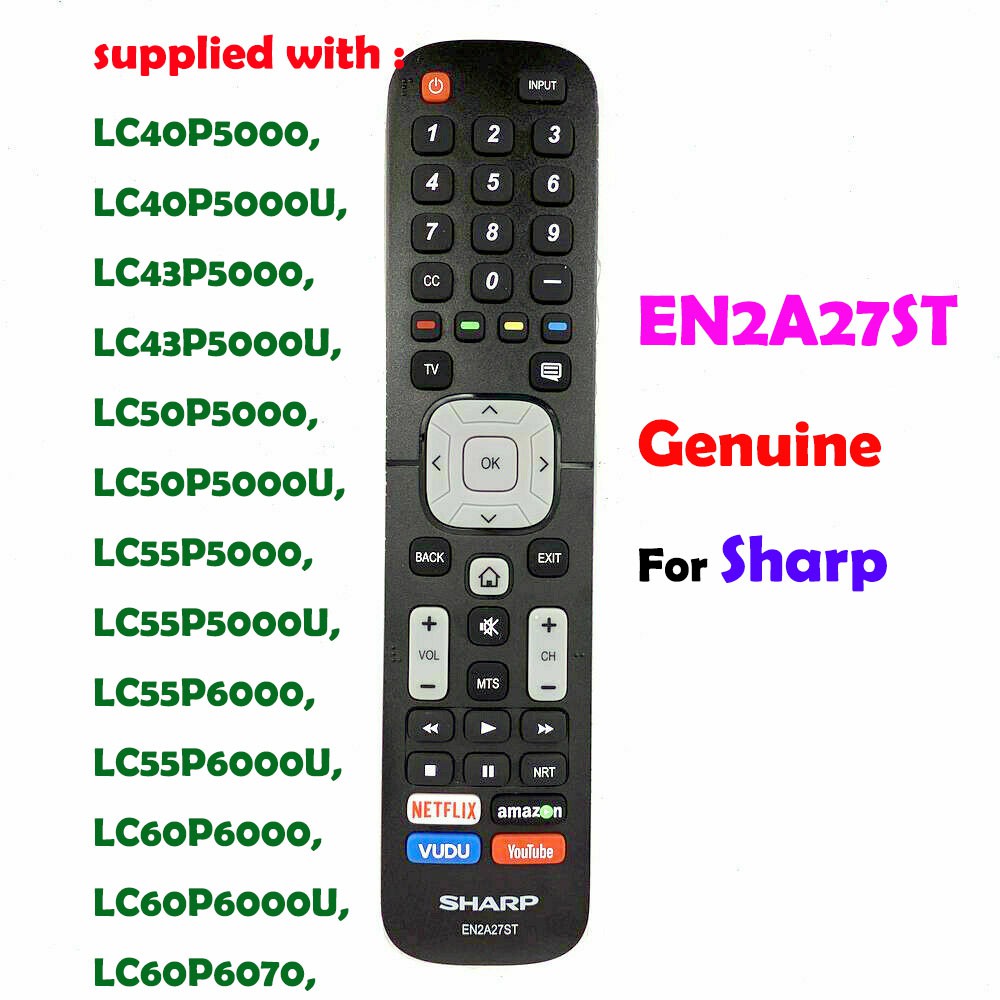 EN2A27ST สําหรับ Sharp LCD LED HDTV สมาร์ททีวีรีโมทคอนโทรล NETFLIX LC40P5000, LC40P5000U, LC43P5000,