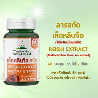 เห็ดหลินจือสกัด100% ผลิตภัณฑ์เสริมอาหาร  รอยัลฟาร์ม เฮิร์บ  60 แคปซูล (ไม่ผสมแป้งมอลโต)