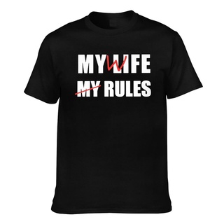 เสื้อยืด คอกลม พิมพ์ลายการ์ตูน My Life My Rules แฟชั่นสําหรับผู้ชาย