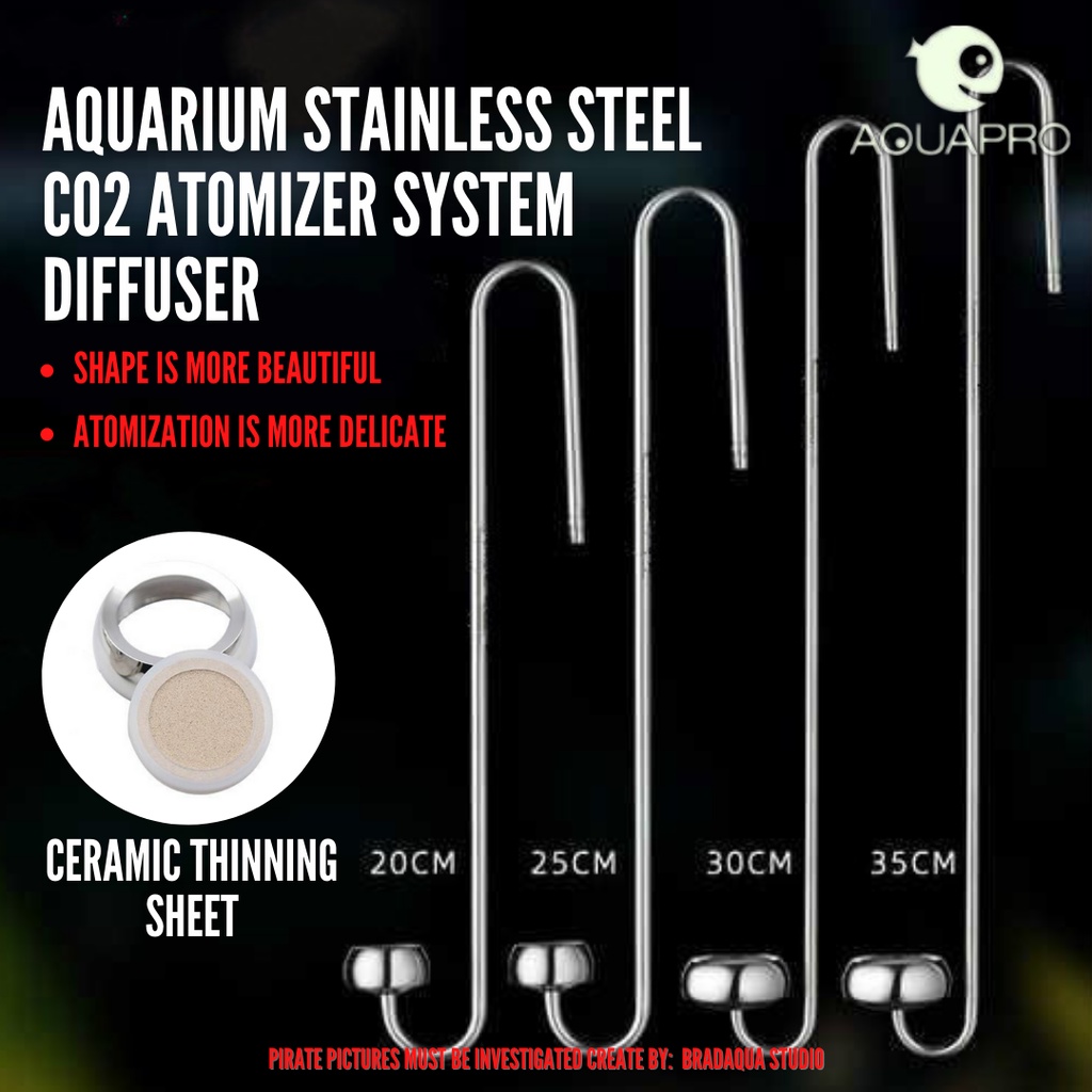 AQUAPRO Aquarium Stainless Steel CO2 Atomizer System Diffuser