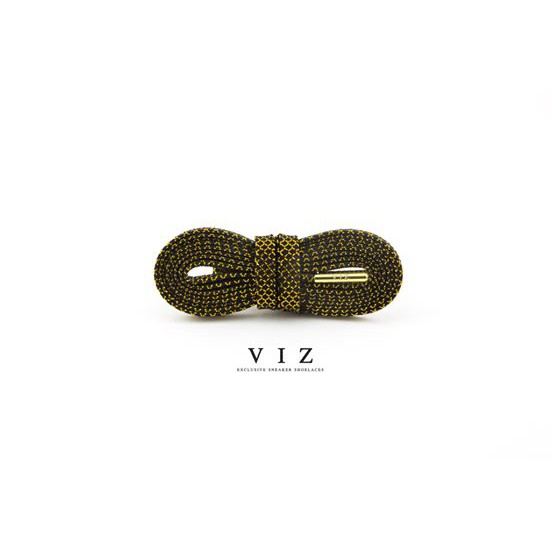 black shoe laces with gold aglets