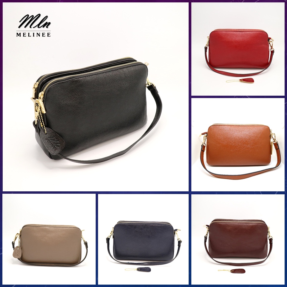 MLN bags กระเป๋าสะพายข้างผู้หญิง รุ่นChriss(size L) มีทั้งสายสั้นและยาว ใส่กระเป๋าตังค์ได้