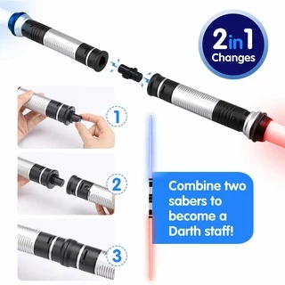 🌀COD🌀 2 in 1 ไลท์เซเบอร์ Star Wars 7 สี 2 ชิ้น LED ดาบแฟลช ดาบเลเซอร์พับเก็บได้เปลี่ยนสีเหนี่ยวนำ แท่งเรืองแสง