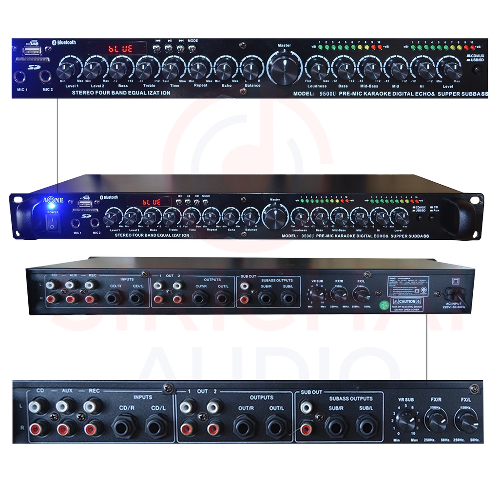 ปรี A-one รุ่น 9500U แยกSUB wooferได้ , รองรับ bluetooth และUSB