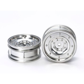 TAMIYA 54737 MATTE PLATED SILVER DISH WHEELS (26mm WIDTH, OFFSET +4)