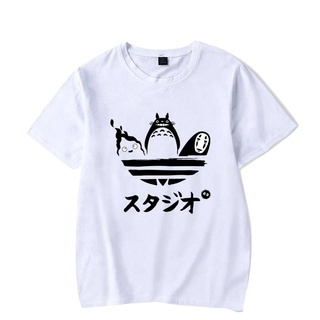 AdidasWomen Cartoon Totoro Printed Alphabet Tops Bottoming Shirt Ins Men Short Sleeve T-shirt 2021 cotton 100%