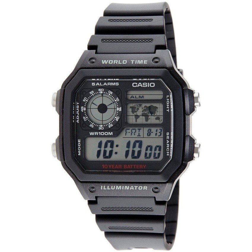 Casio นาฬิกาข้อมือผู้ชาย สายเรซิ่น สีดำ รุ่น AE-1200WHAE-1200WH-1AVDF ...