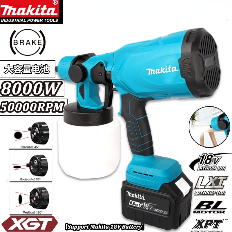 ใหม่ Makita เครื่องพ่นสีไฟฟ้าไร้สาย 8,000W 50000rpm แรงดันสูง ถอดออกได้ คุณภาพสูง สําหรับแบตเตอรี่ 18V