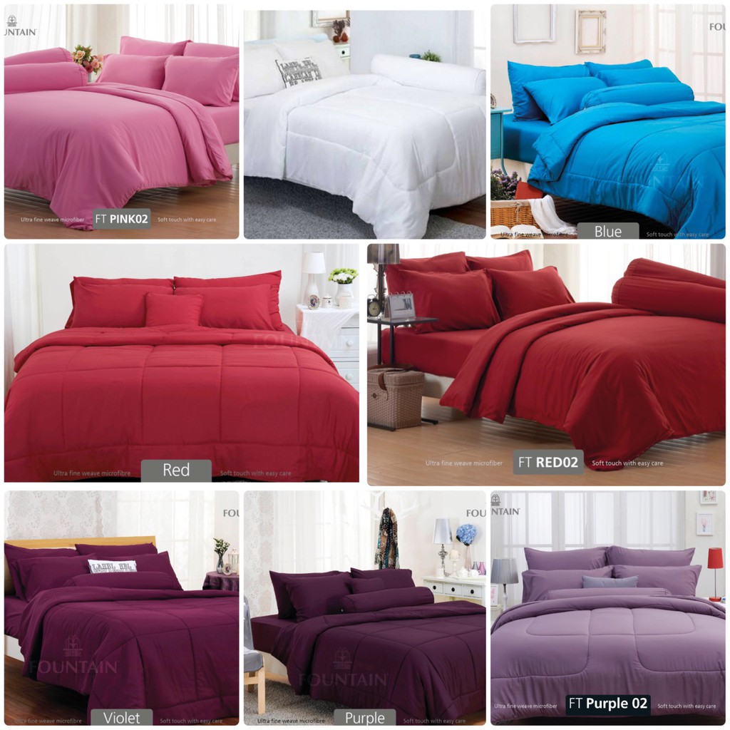 Fountain ผ้าปูที่นอน(ไม่รวมผ้านวม) FOUNTAIN ฟาวเท่น 5ฟุต 6ฟุต สีพื้น แคทลียา cattleya
