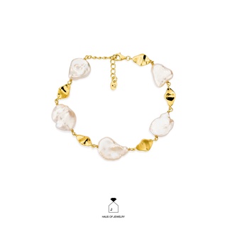 Haus of Jewelry - MOANA CARI BRACELET ข้อมือเงินแท้ ประดับมุกน้ำจืด (Freshwater pearl)