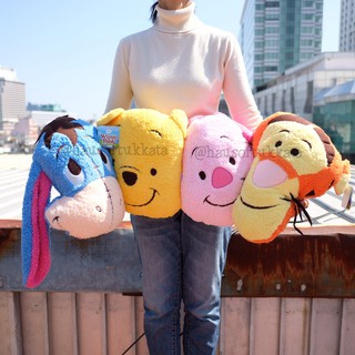 หมอนอิง หน้า Pooh พูห์ &amp; Piglet พิกเล็ต &amp; Eeyore อียอร์ &amp; Tigger ทิกเกอร์ ผ้าขน 13นิ้ว Winnie The Pooh พู หมีพู หมีพูห์