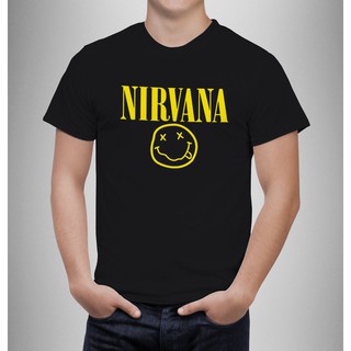 เสื้อยืดผ้าฝ้าย 100% พิมพ์ลาย nirvana smiley kurt cobain 90  s