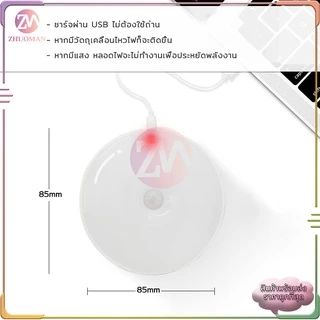 ไฟเซ็นเซอร์ ไฟอัตโนมัติ ชาร์จผ่านUSB เมื่อมีคนมา เปิดปิดโดยอัตโนมัติ ไม่ต้องใช้ถ่าน ไม่แสบตา（แสงสีขาว/สีเหลืองอบอุ่น）